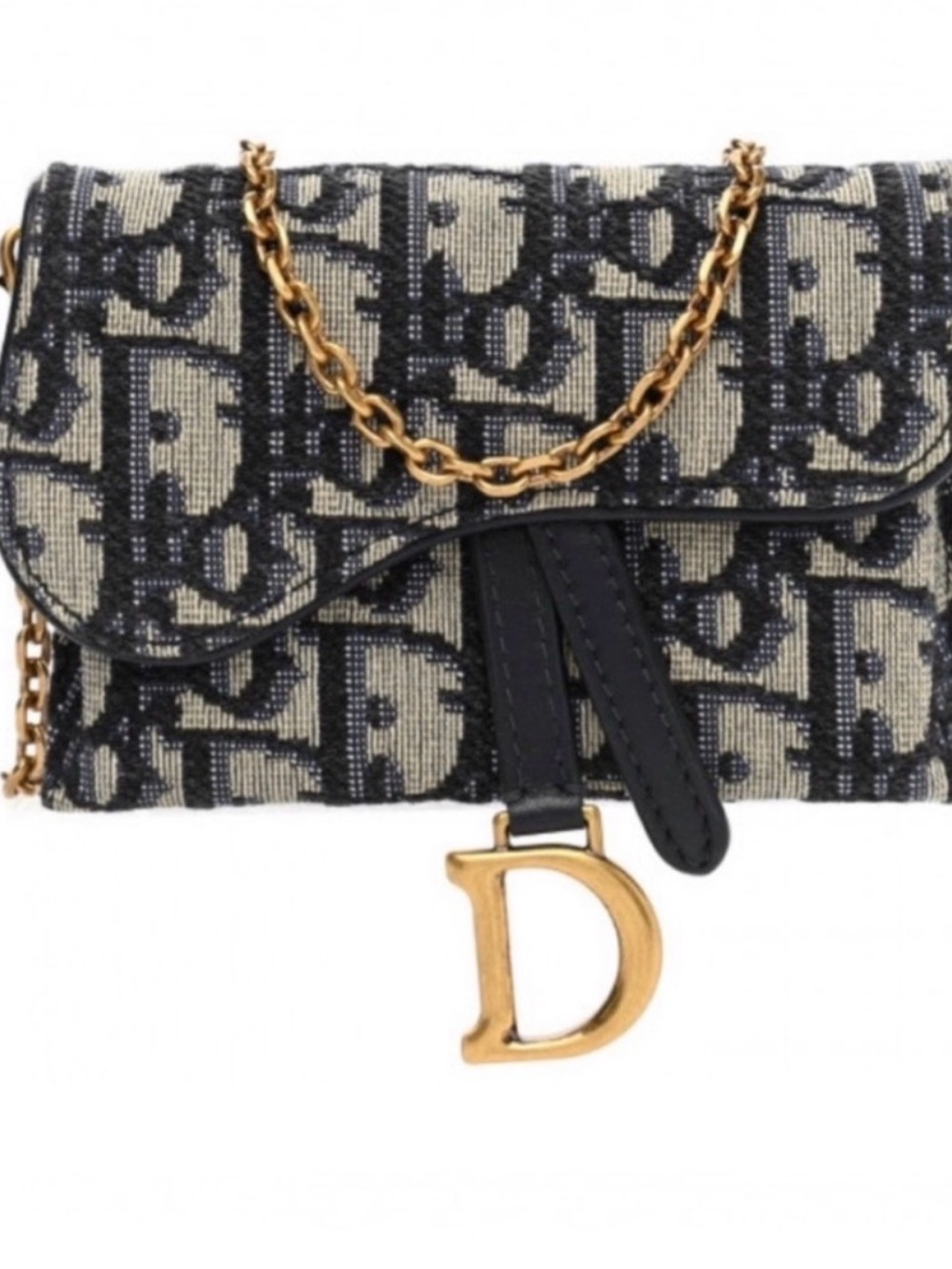 DIOR SADDLE NANO POUCH - BLUE DIOR OBLIQUE JACQUARD
